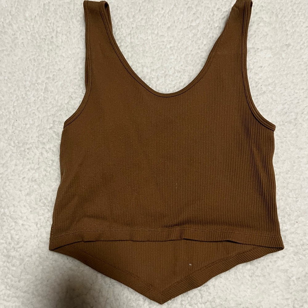 Brown Ribbed Tank Top - Picture 2 of 2